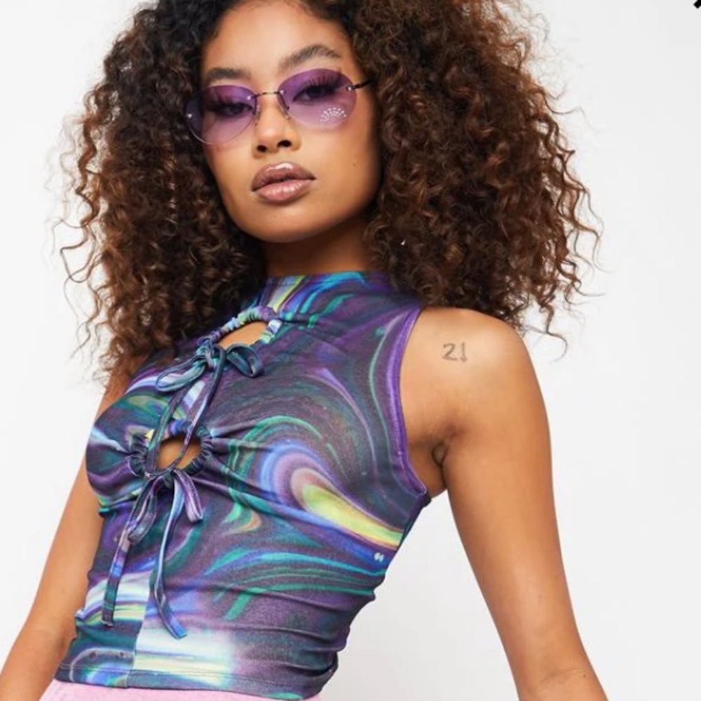 Urban Outfitters Multicolor Swirl Sleeveless Top